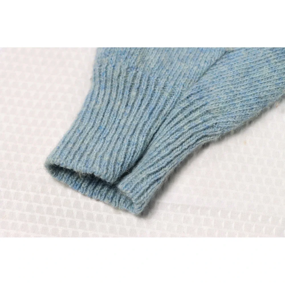Vintage Le Tigre Wool Knit Sweater XL Blue Heather Crewneck Made in USA 80s